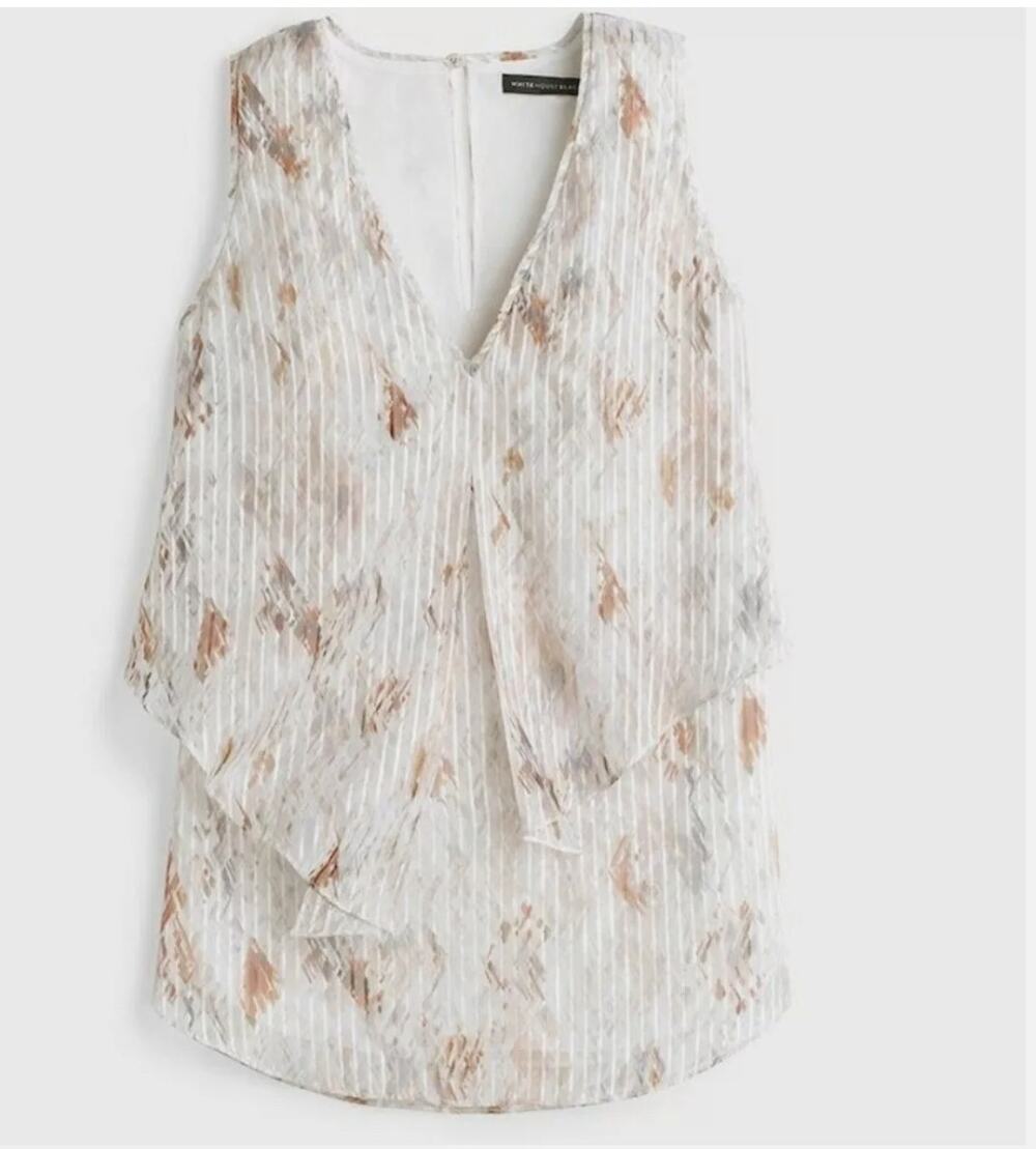 WHITE HOUSE BLACK MARKET NWT Adria Clip Jacquard Shell // S